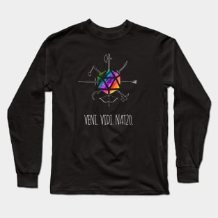 Veni. Vidi. Nat20. - rainbow & white - LGBTQ+ ttrpg dice Long Sleeve T-Shirt